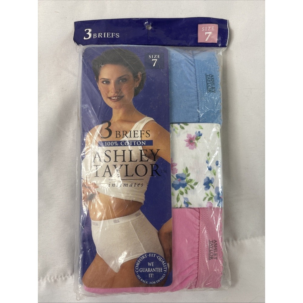 ASHLEY TAYLOR 3 Pack Cotton Briefs Size 7 Factory Sealed Vintage 40-41 Hip NOS
